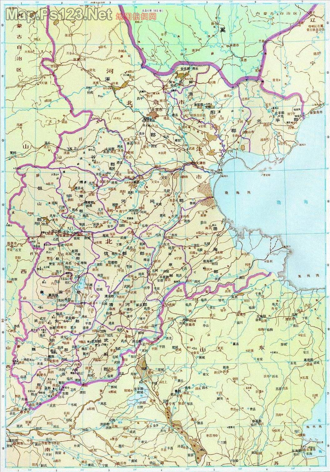 历史地图:河北诸郡(隋)图片