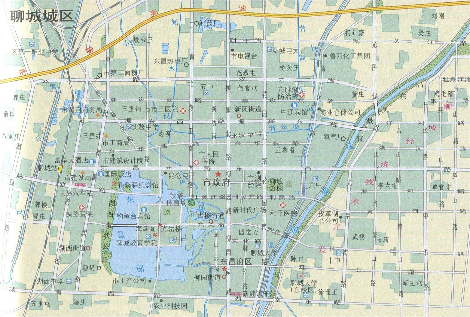 聊城城区地图图片