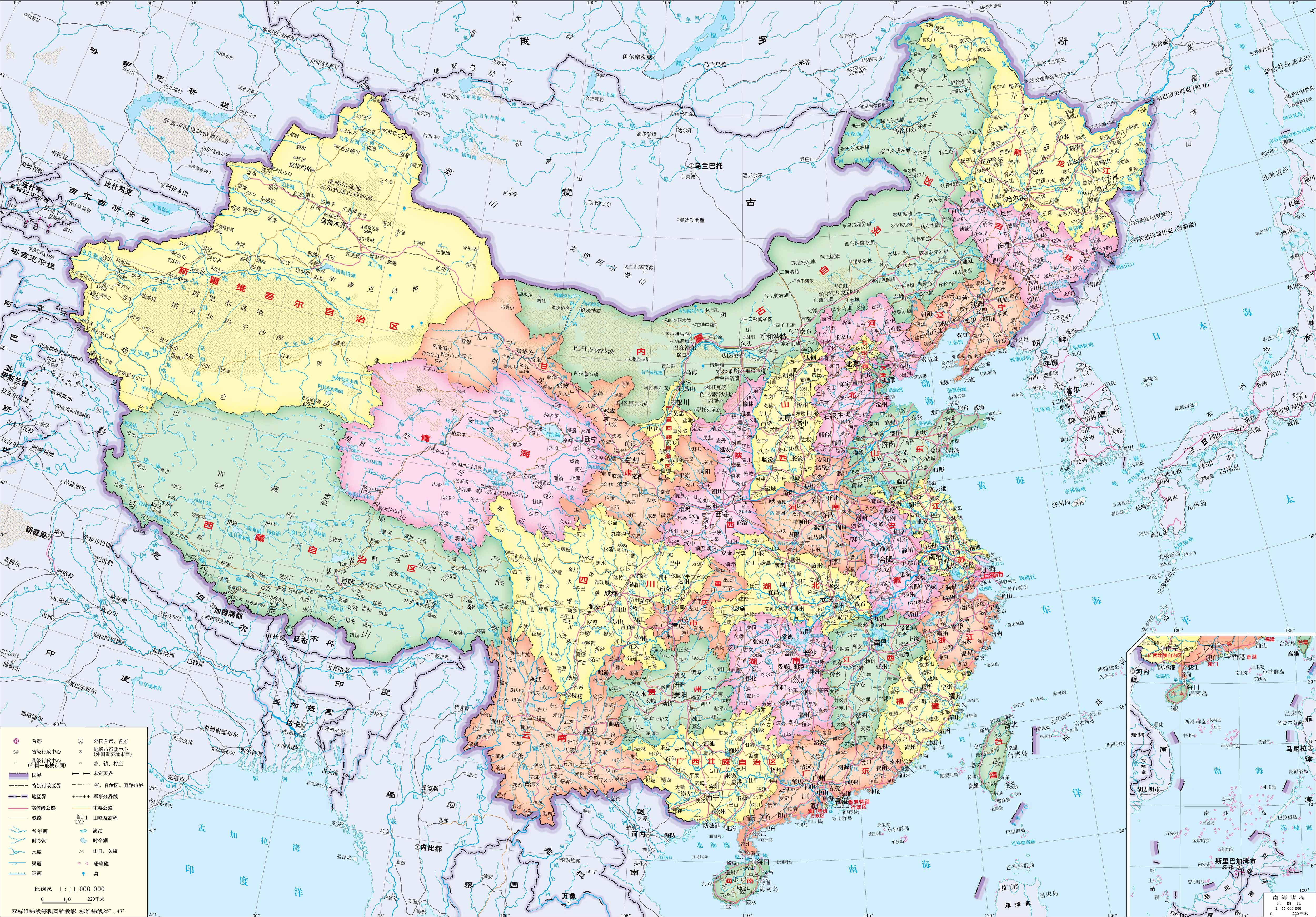 中国地图全图高清版 - 中国地图高清版大图 - 中国各省市地图全图