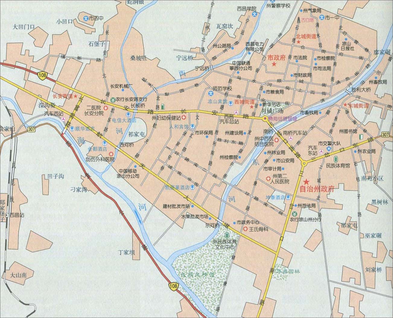 西昌城区地图图片