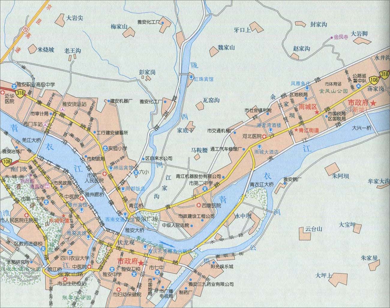 雅安城区地图图片