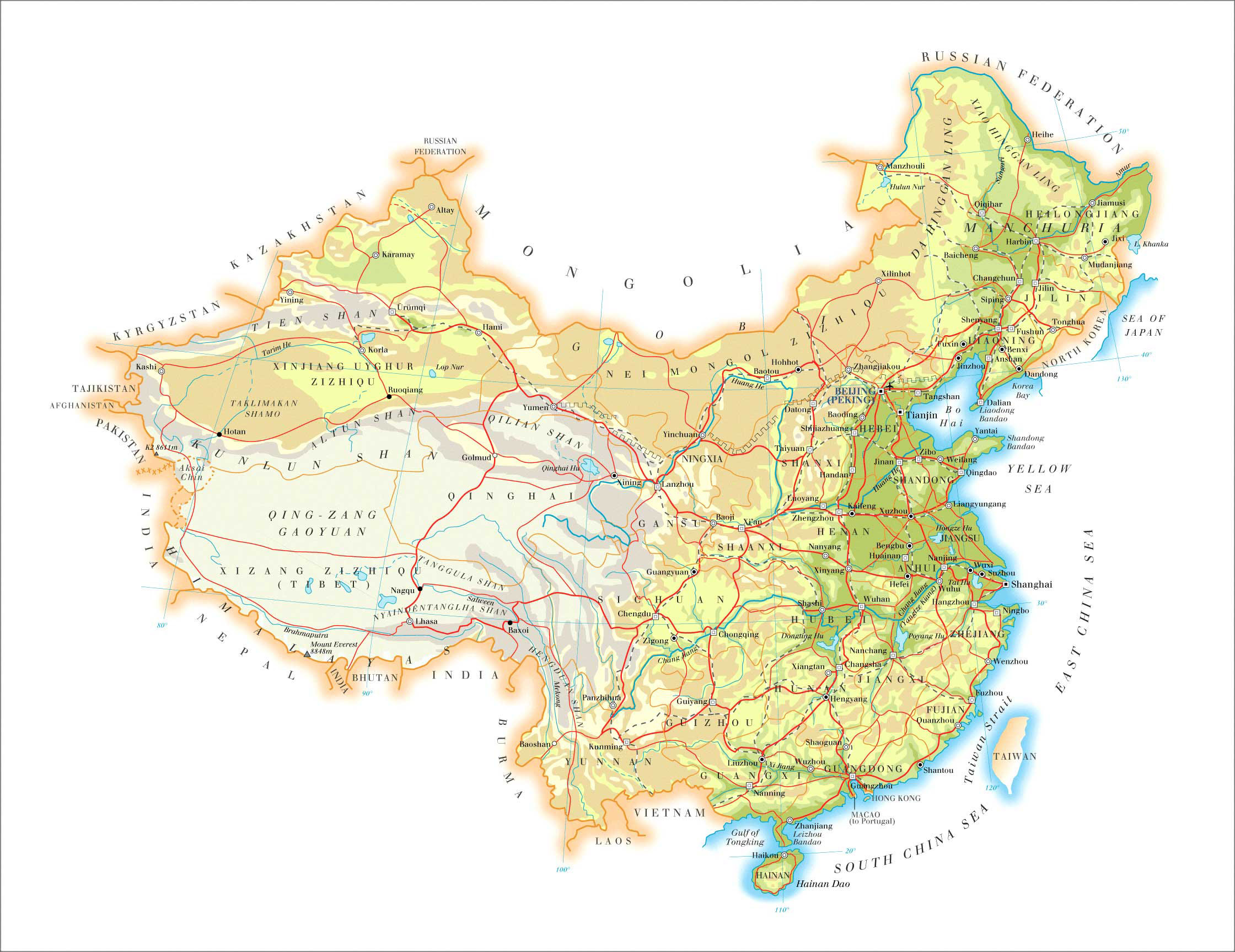 中国地图英文版图片