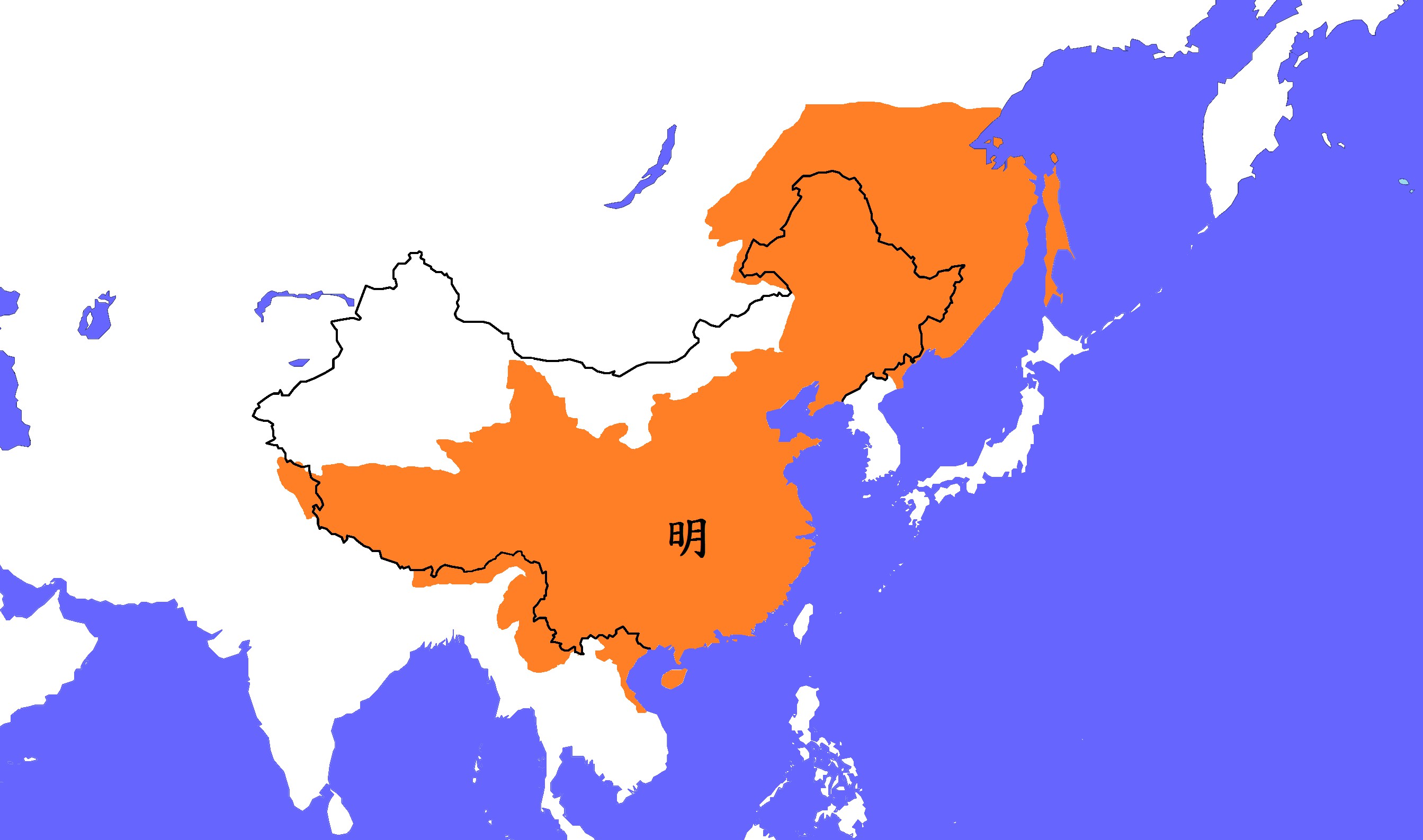 公元1419年-明最大疆域_中国疆域地图查询