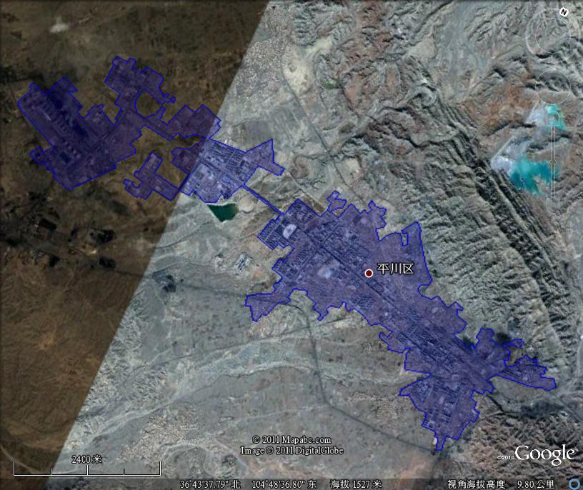 白银平川区建成区面积10.9平方公里_白银市地图查询