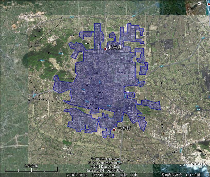 浙江省长兴县建成区面积25.9平方公里