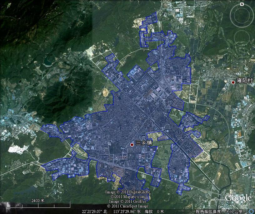 中山市三乡镇建成区面积17.3平方公里_中山市地图查询