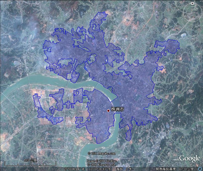 株洲市建成区面积66.6平方公里