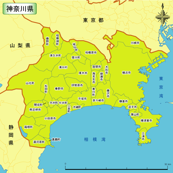 神奈川县地图_日本地图查询