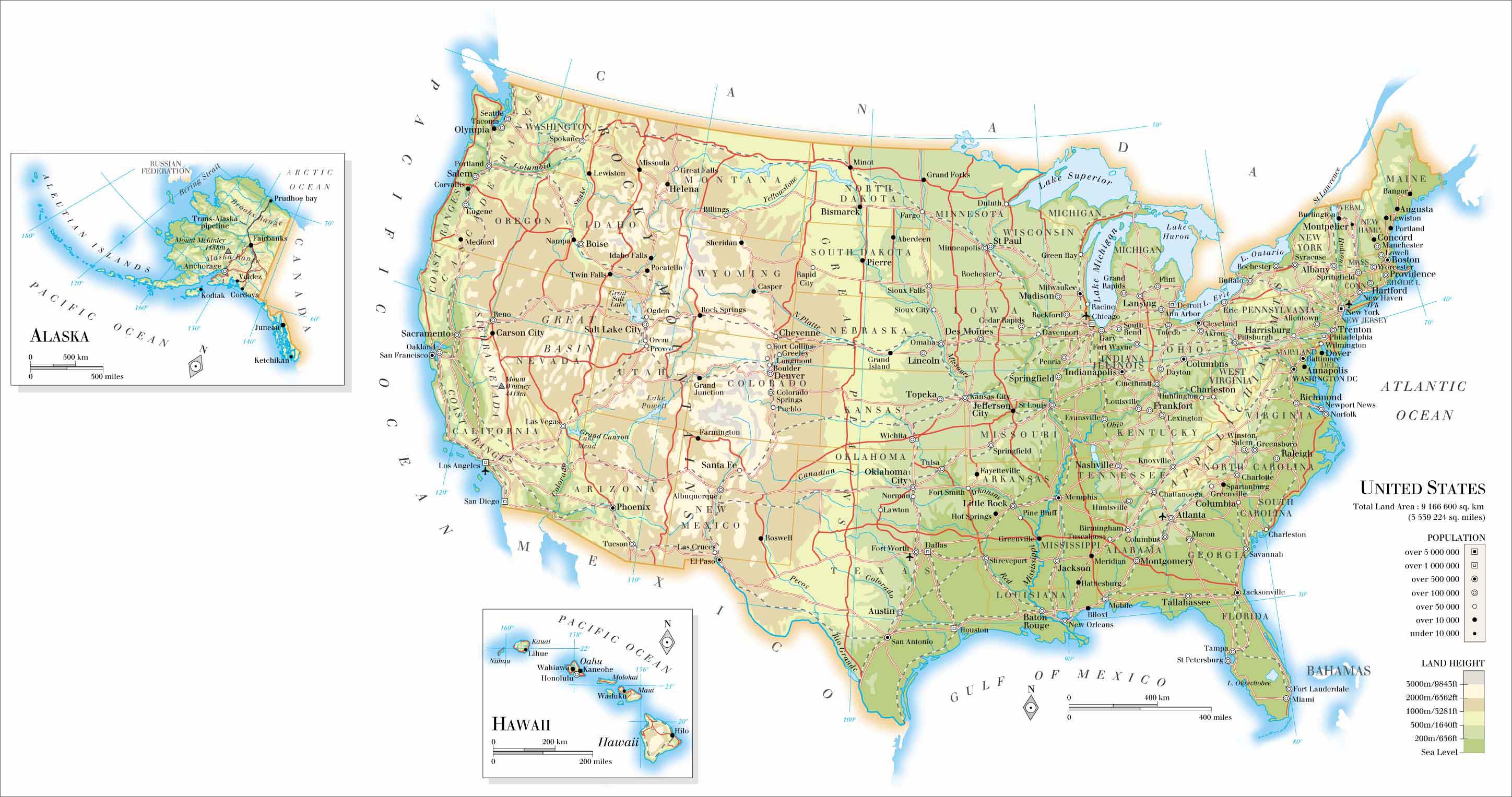 美国地图英文版图片