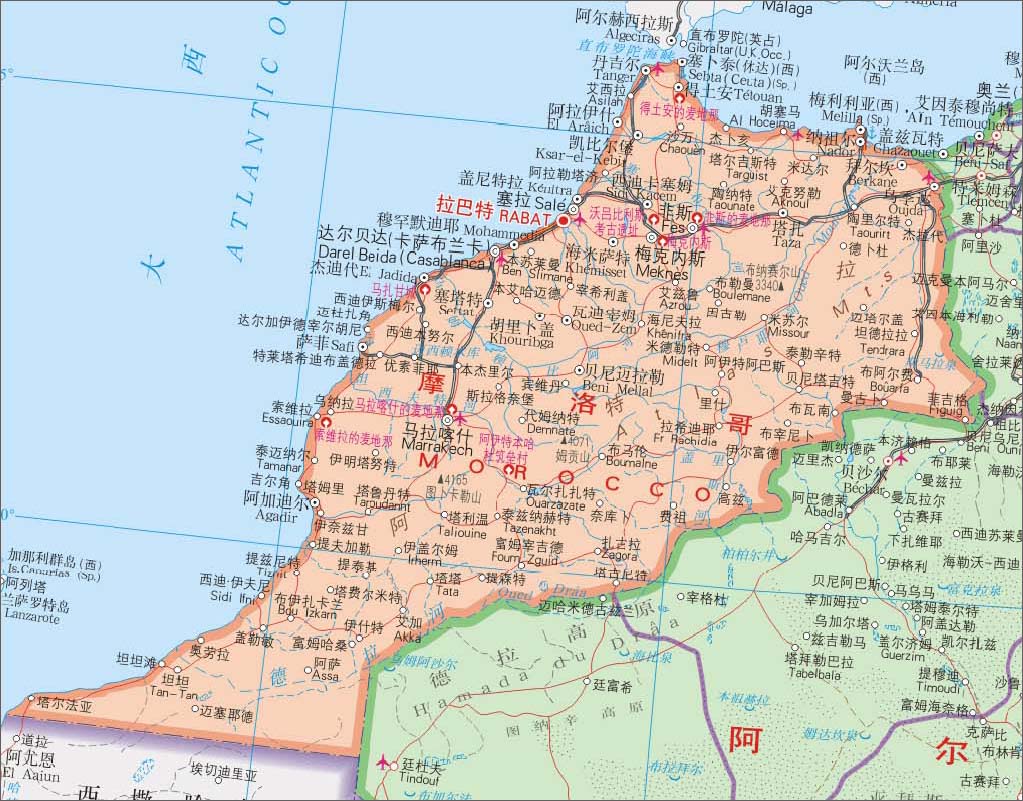 摩洛哥地图中文版高清_摩洛哥地图查询