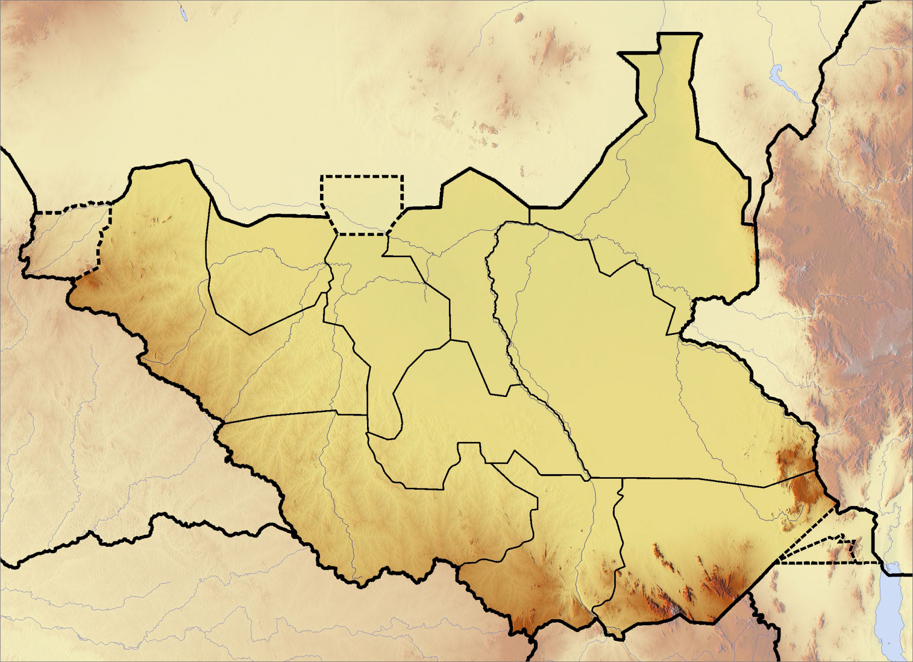 南苏丹线描图_南苏丹地图查询图片