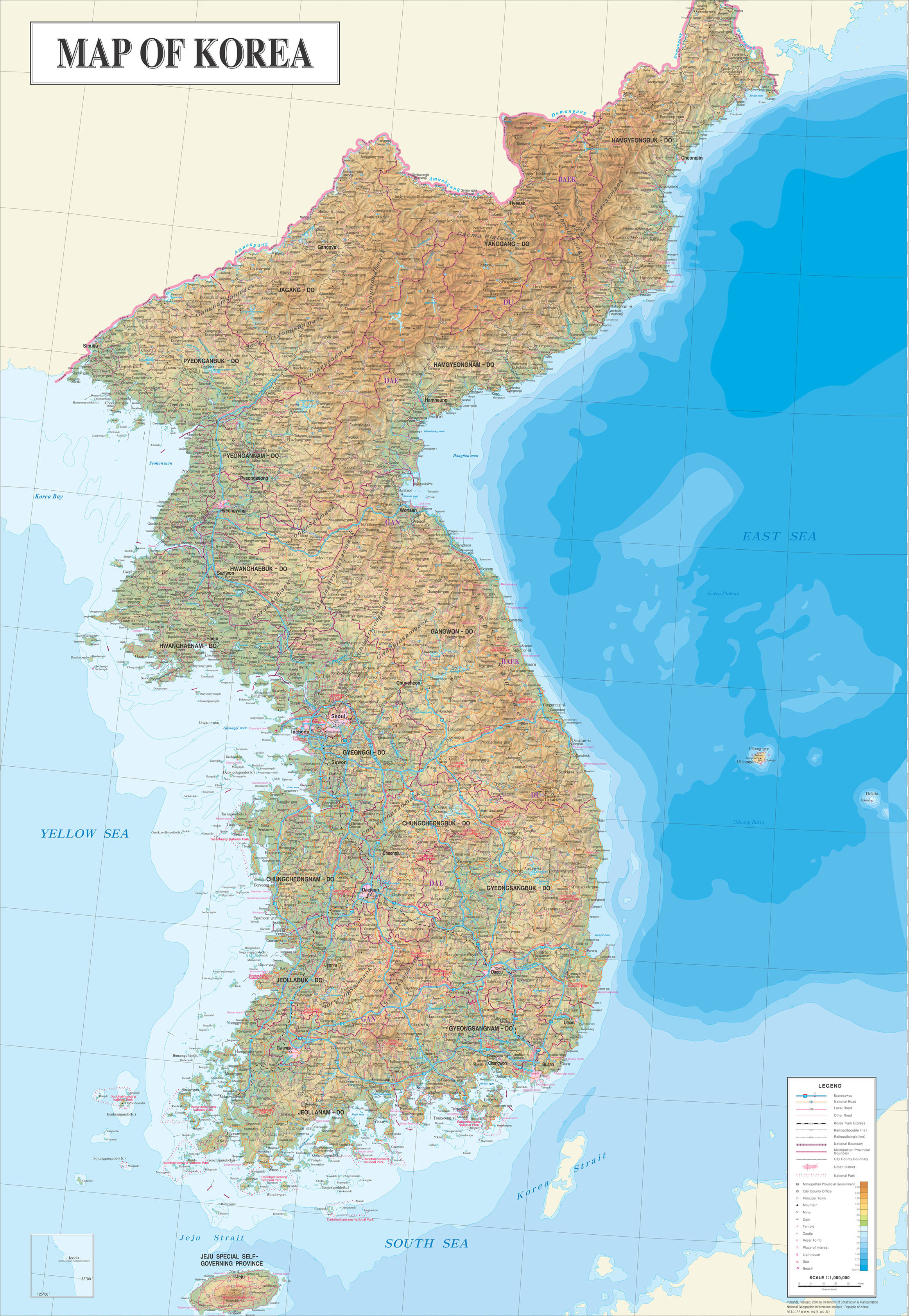 韩国地图英文版图片