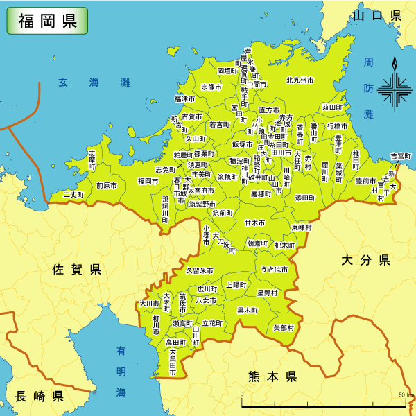 福冈县地图_日本地图查询