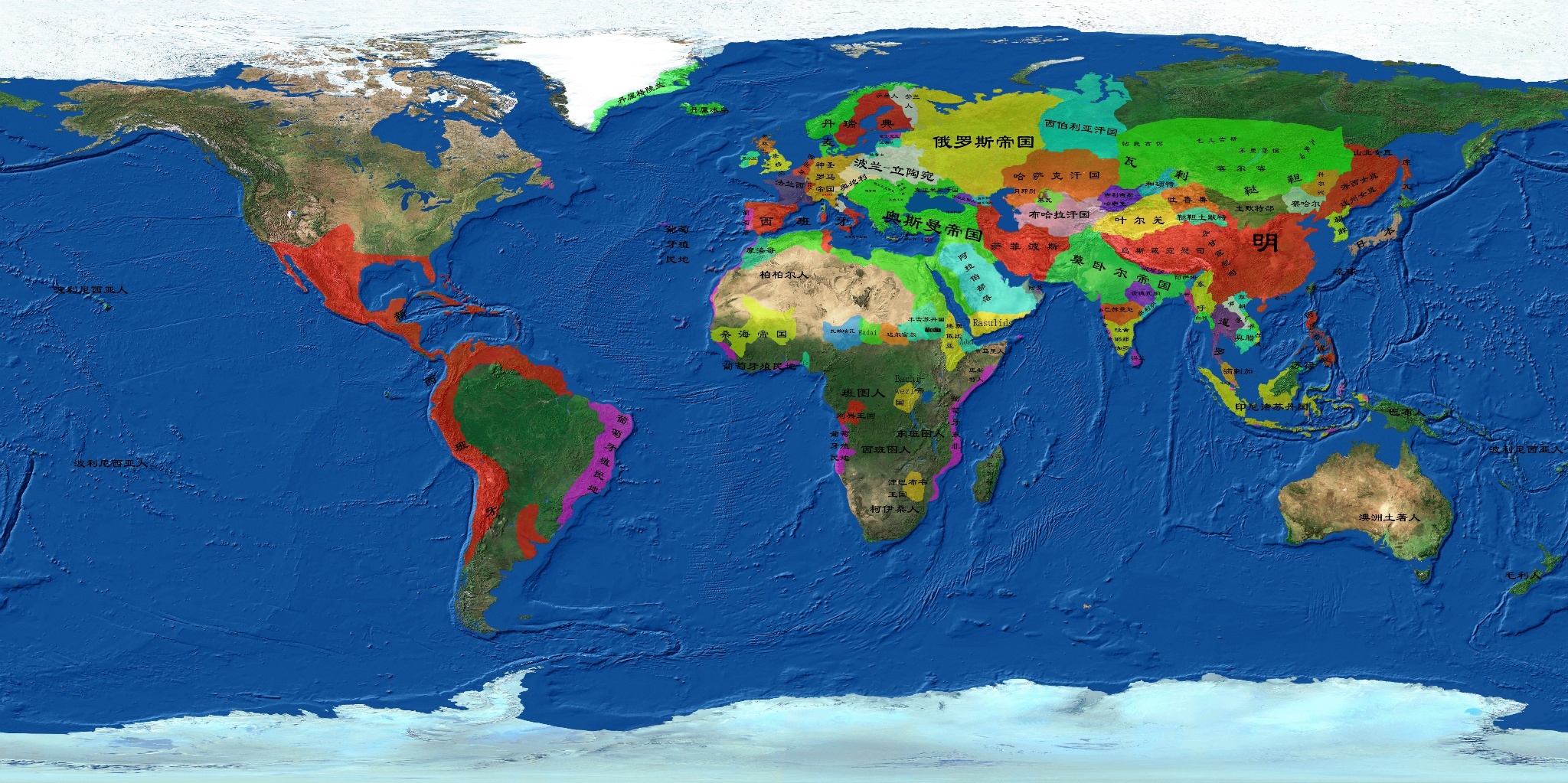 世界地图 世界  (长按地图可以放大,保存,分享) 1410年 1644年: 1700图片