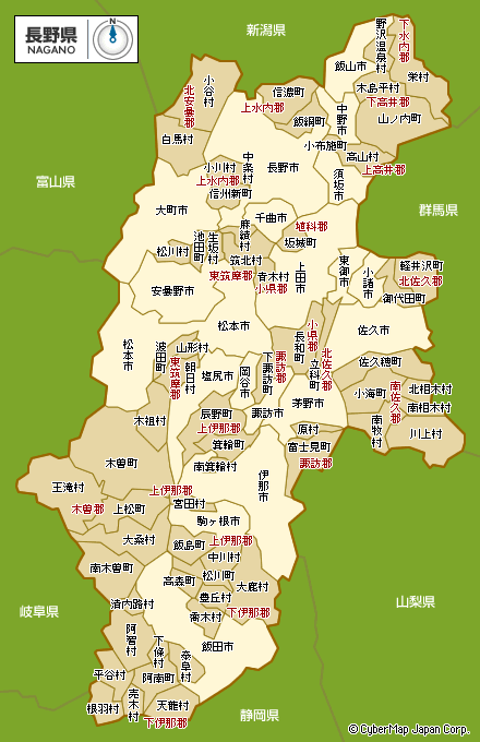 长野县地图_日本地图查询